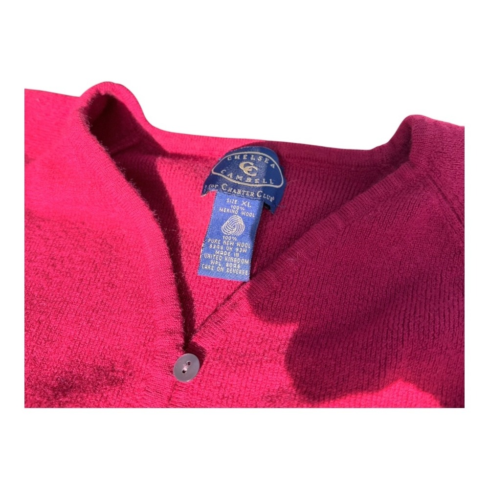 Grandmacore Chelsea Campbell Charter Club Cardigan Regular XL red Merino Wool - Picture 4 of 9